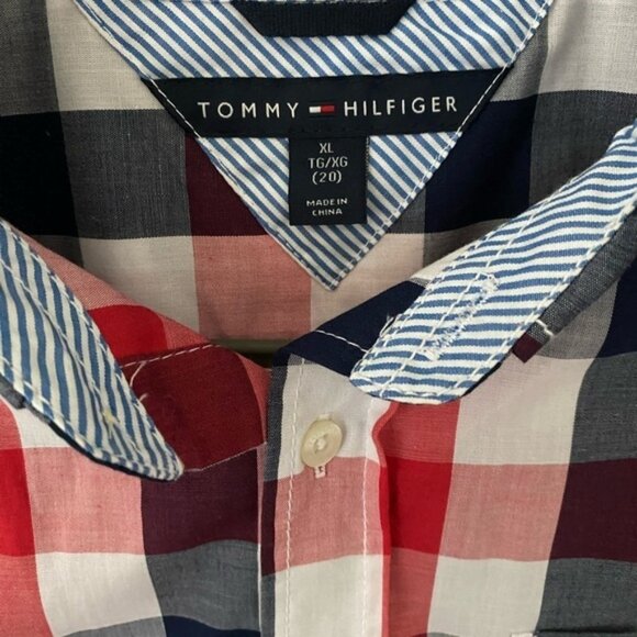 Tommy Hilfiger NWT Boy's Plaid Button Down Dress Shirt Size XL (20) - Picture 3 of 7